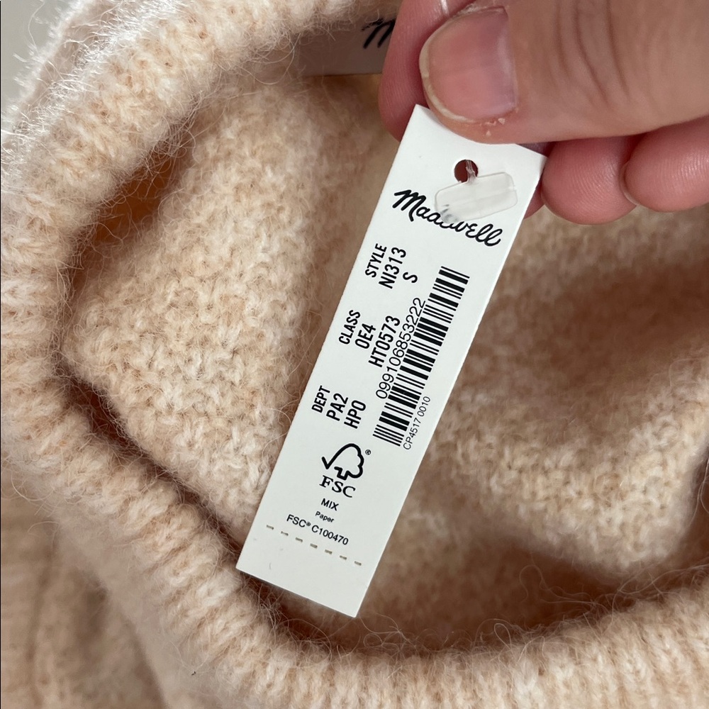 Madewell Cable Havener Pullover in Heather Powder Alpaca Wool Blend NWT Small - Picture 11 of 12